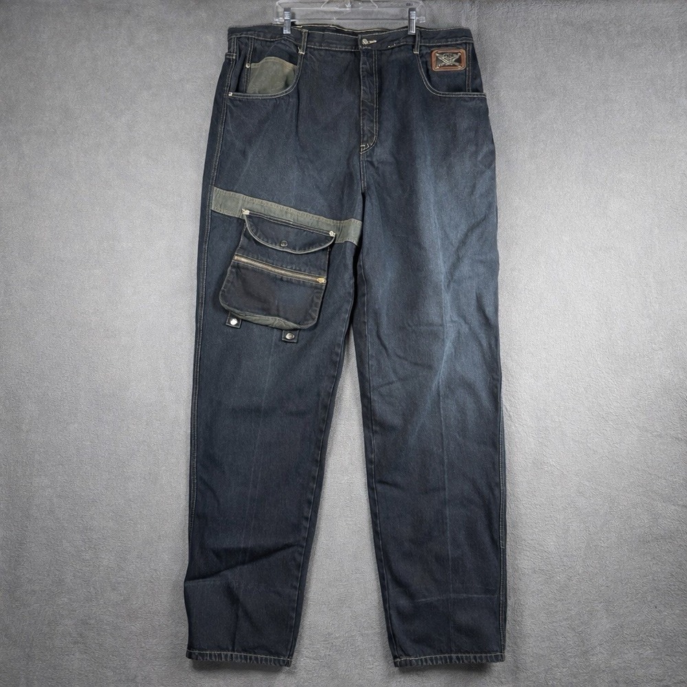 Vintage Paco Jeans 44x33 Y2K Baggy Skater Utility Cargo Denim Dark Wash Size 44